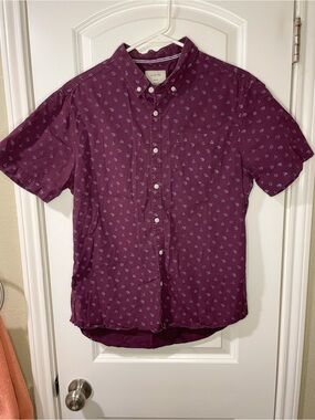 Level 10 Maroon Boat & Anchor Button Down Top